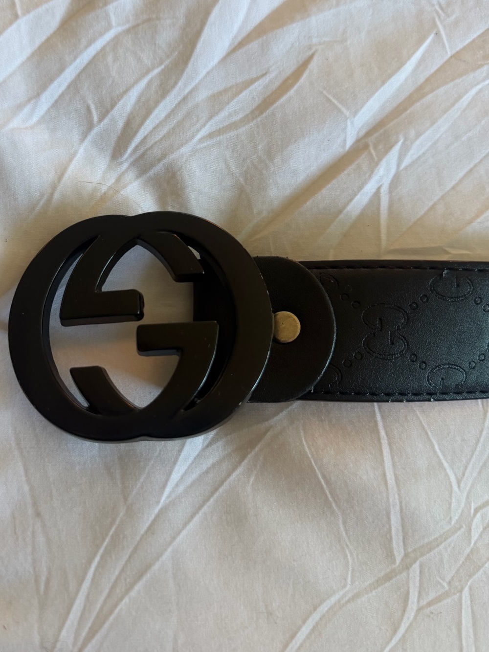 Gucci Black Men's Leather Belt with Interlocking G Buckle